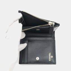 Chanel Black Caviar Skin Bi-Fold Coco Mark Small Wallet