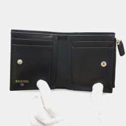 Chanel Black Caviar Skin Bi-Fold Coco Mark Small Wallet