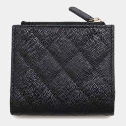Chanel Black Caviar Skin Bi-Fold Coco Mark Small Wallet