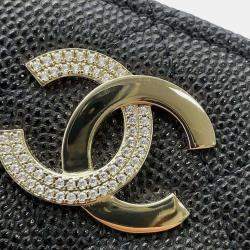 Chanel Black Caviar Skin Bi-Fold Coco Mark Small Wallet