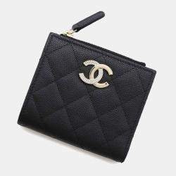 Chanel Black Caviar Skin Bi-Fold Coco Mark Small Wallet