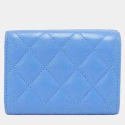 Chanel Blue Lambskin Leather CC Wallet