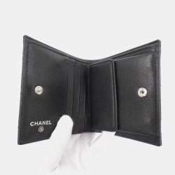 Chanel Black Leather Small Quilted Crystal Star CC Flap Wallet