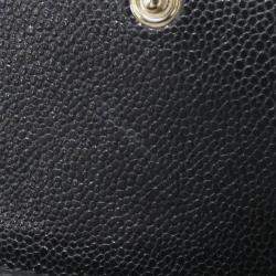 Chanel Black Granined Calf leather Timeless Classic Line Wallet