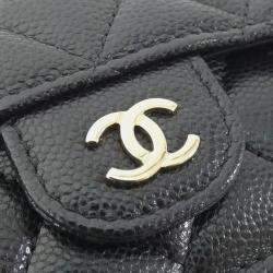 Chanel Black Granined Calf leather Timeless Classic Line Wallet