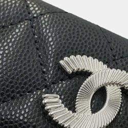 Chanel Black Caviar Skin Small Tri-Fold Coco Mark Flap Wallet