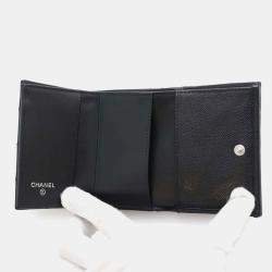 Chanel Black Caviar Skin Small Tri-Fold Coco Mark Flap Wallet
