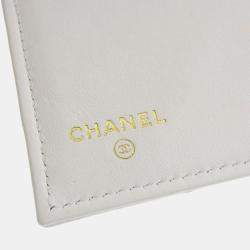 Chanel White Matelasse Caviar Skin Small Coco Mark Tri-Fold Wallet