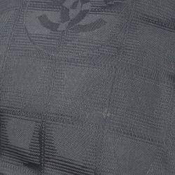 Pre Owned Chanel Black Jacquard Nylon Travel Line Shoulder Bag