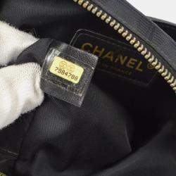 Pre Owned Chanel Black Jacquard Nylon Travel Line Shoulder Bag