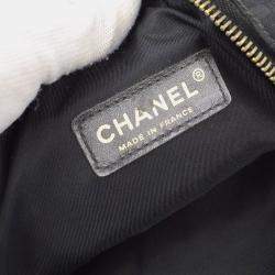 Pre Owned Chanel Black Jacquard Nylon Travel Line Shoulder Bag