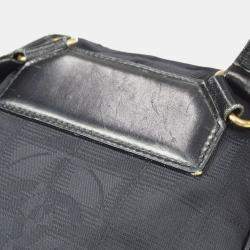 Pre Owned Chanel Black Jacquard Nylon Travel Line Shoulder Bag