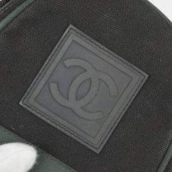 Pre Owned Chanel Black Green Nylon Sport Line Crossbody Bag