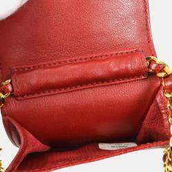 Pre Owned Chanel Red Caviar Leather Timeless Phone Case