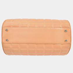 Chanel Pink Lambskin Choco Bar Cylindrical Handbag