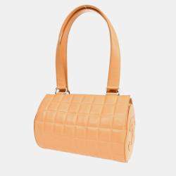 Chanel Pink Lambskin Choco Bar Cylindrical Handbag