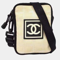 Chanel Beige/Black Nylon Travel Sport Line Shoulder Bag
