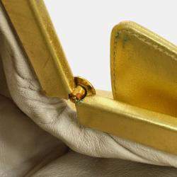 Chanel Gold Leather Quilted CC Clasp Shoulder Bag