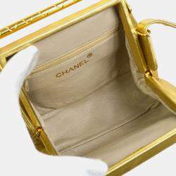 Chanel Gold Leather Quilted CC Clasp Shoulder Bag
