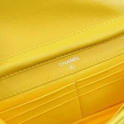 Chanel Yellow Jacquard Nylon Travel Line Wallet on Chain 