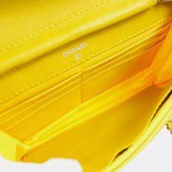 Chanel Yellow Jacquard Nylon Travel Line Wallet on Chain 
