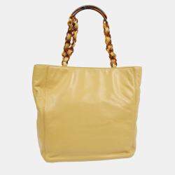 Chanel Beige Lambskin Plastic Chain Tote Bag
