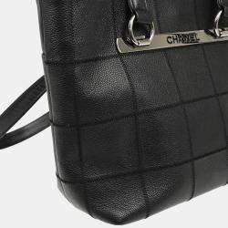 Pre Owned Chanel Black Leather Choco Bar Tote Bag