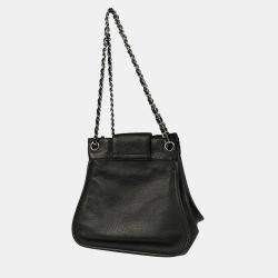 Pre Owned Chanel Black Calfskin Mademoiselle Lock Chain Shoulder Bag