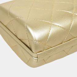 Chanel Gold Leather Quilted Acrylic Chain Shoulder Bag