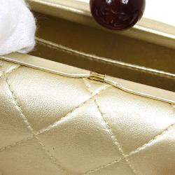 Chanel Gold Leather Quilted Acrylic Chain Shoulder Bag