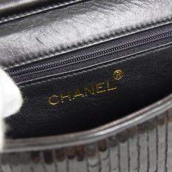 Pre Owned Chanel Black Sequined Beaded Mini Flap Shoulder Bag