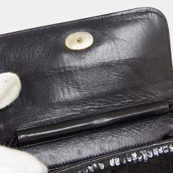 Pre Owned Chanel Black Sequined Beaded Mini Flap Shoulder Bag
