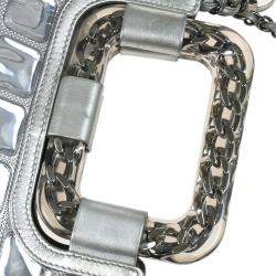 Chanel Silver Vinyl and Leather Ice Cube Tote Bag