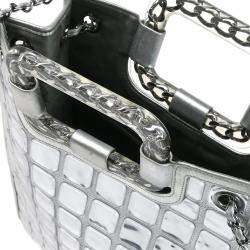 Chanel Silver Vinyl and Leather Ice Cube Tote Bag