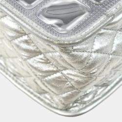 Chanel Silver Vinyl and Leather Ice Cube Tote Bag