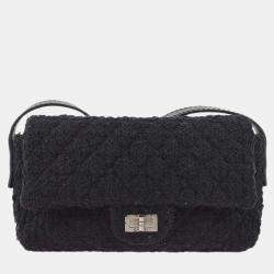 Pre Owned Chanel Black Tweed Mademoiselle Lock Shoulder Bag