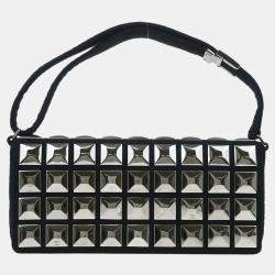Pre Owned Chanel Black Cotton Ice Cube Shoulder Bag