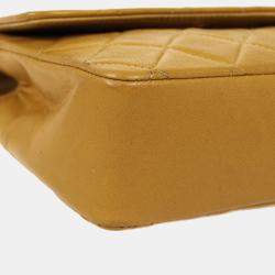 Pre Owned Chanel Bag Motif Quilted Chain Mini Shoulder Bag Beige Lambskin