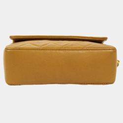 Pre Owned Chanel Bag Motif Quilted Chain Mini Shoulder Bag Beige Lambskin