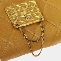 Pre Owned Chanel Bag Motif Quilted Chain Mini Shoulder Bag Beige Lambskin