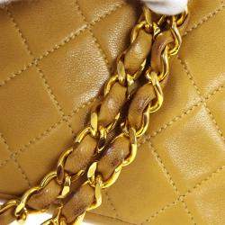 Pre Owned Chanel Bag Motif Quilted Chain Mini Shoulder Bag Beige Lambskin