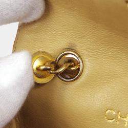 Pre Owned Chanel Bag Motif Quilted Chain Mini Shoulder Bag Beige Lambskin