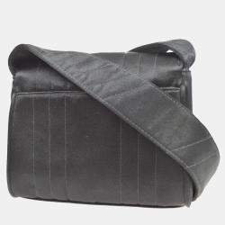 Pre Owned Chanel Black Satin Straight Flap Mademoiselle Shoulder Bag