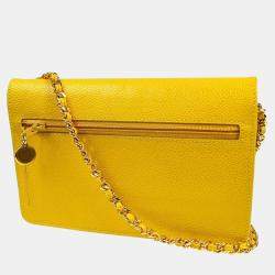 Chanel Yellow Calfskin Timeless Wallet On Chain 