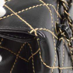 Chanel Black Calfskin Wild Stitch Chain Handbag
