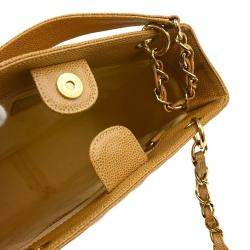 Pre Owned Chanel Beige Calfskin Petite Shopping Tote Handbag