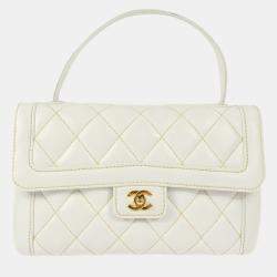 Chanel White Calfskin Wild Stitch Handbag