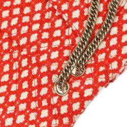 Pre Owned Chanel Red Cotton Medium Classic Double Flap Shoulder Bag