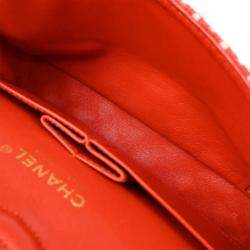 Pre Owned Chanel Red Cotton Medium Classic Double Flap Shoulder Bag