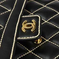 Pre Owned Chanel Black Calfskin Wild Stitch Handbag